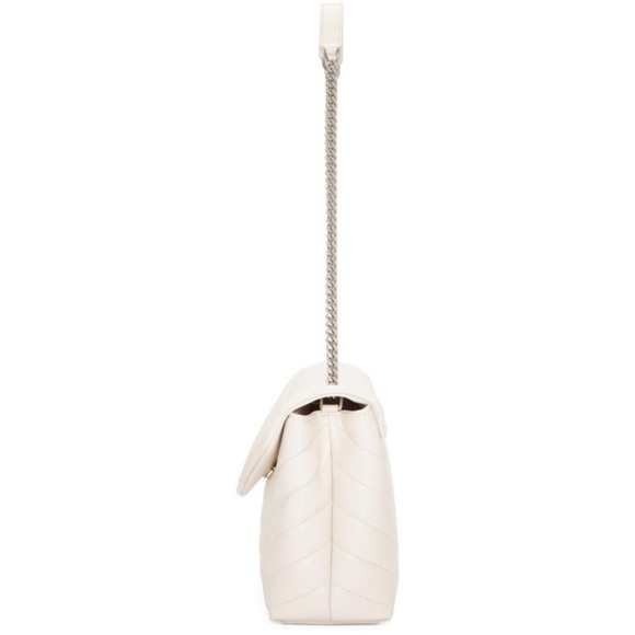 🤍Very Rare! YSL SAINT LAURENT LouLou Calfskin Y Quilted Monogram in Ivory Small - Picture 9 of 16